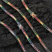 Bracelet de tennis mixte pour couple, style hip-hop européen et américain, en cuivre incrusté de zircons colorés