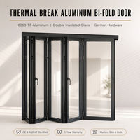 Porte pliante en alliage d'aluminium à double vitrage et surface finie pour projets intérieurs de cloisons flexibles