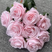 Lot de 10 têtes de roses artificielles de 47 cm, bouquet de fausses roses pour décoration de mariage, maison ou fête