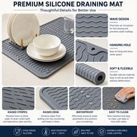 Tapis de séchage de vaisselle en silicone de qualité alimentaire, écologique, antidérapant, résistant à la chaleur, taille personnalisable pour comptoir de cuisine