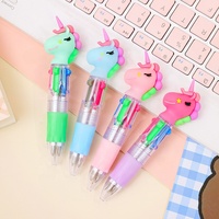 Stylo bille miniature mignon en plastique 4 couleurs, 0,7 mm, motif dessin animé, pour l'école, la papeterie, les récompenses et les cadeaux