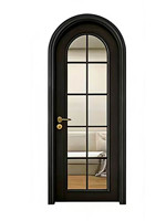 Puerta Interior Arqueada de Estilo Francés Negra de Alta Calidad, Puerta Curva para Dormitorio, Material MDF, Aislamiento Acústico para Apartamento o Villa