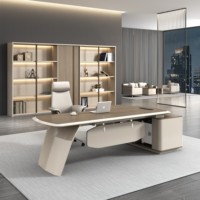 Bureau de travail moderne en bois durable avec armoire de rangement grande capacité pour usage commercial dans les immeubles de bureaux et à domicile