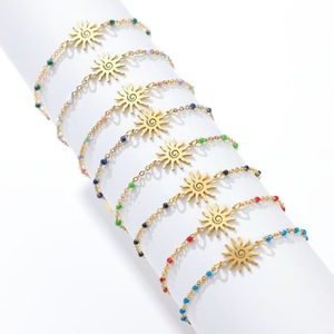 Bracelet en acier inoxydable en forme de lune, design goutte d'eau, perles colorées, bijoux de mode unisexe, cadeau - Product Image 4