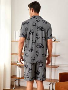 Set <span class=keywords><strong>Pigiama</strong></span> Estivo per Adulti 2 Pezzi Casual Morbido Stile Americano con Stampa <span class=keywords><strong>Panda</strong></span> Manica Corta - Product Image 6