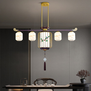 Lámpara Led de estilo chino con múltiples cabezales para sala de estar, comedor, dormitorio, decoración del hogar, lámpara colgante larga con interruptor E27 - Product Image 1