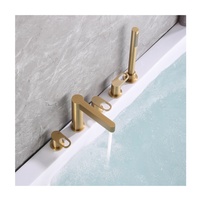 Cascade pont monté salle de bain baignoire douche robinet ensemble cinq trous baignoire douche mitigeur baignoire mélangeur