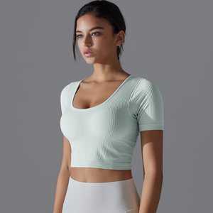Hauts pour femmes séchage rapide respirant course sport t-shirts à manches courtes <span class=keywords><strong>haut</strong></span> <span class=keywords><strong>de</strong></span> fitness hauts <span class=keywords><strong>de</strong></span> yoga pour les femmes - Product Image 3