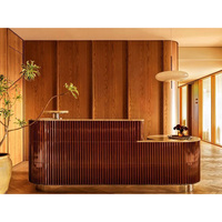 Bureau de réception personnalisé en chêne naturel pour studio, bureau, salon de beauté, bureau de réception pour salon de beauté
