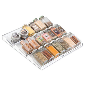 Amazon Hot Selling Expandable Plastic 3 Tier Spice Rack Kitchen Drawer Organizer Plastic Storage Rack for Kitchen Pantry