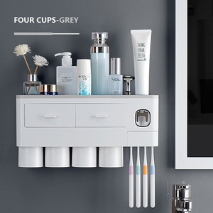 Wall-mounted Multi-function Automatic Toothpaste Dispenser Squeezer Storage Rack Multifunctional Magnetic Adsorption Toothbrush