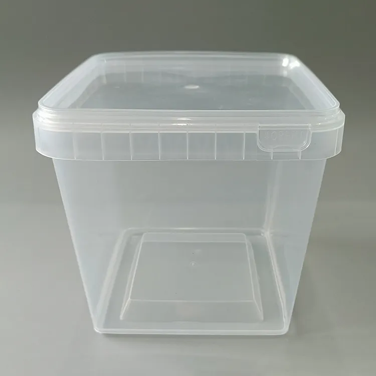 Boîte hermétique carrée en plastique pp transparent de 2.5 L pour l'emballage de biscuits récipient en plastique boîte à crème glacée transparente grande taille