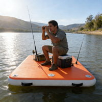 Plateforme de pêche gonflable - Radeau flottant portable avec pont antidérapant pour la pêche en lac et en mer