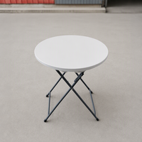 Table ronde pliante en plastique HDPE de 60/80 cm, table de bistrot portable pour l'extérieur, table de repas pour les événements de jardin