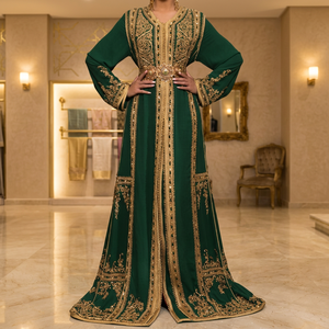 Elegante Vestido de Novia Vintage Marroquí de Satén de Alta Calidad, Diseño Fluido, para Celebraciones Nupciales y Fiestas - Product Image 2