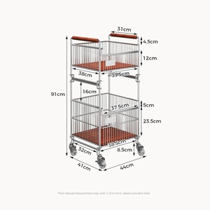 Panier de rangement pour vêtements sales en fer <span class=keywords><strong>à</strong></span> double couche moyen ancien <span class=keywords><strong>chariot</strong></span> mobile domestique avec roues de séparation paniers sacs <span class=keywords><strong>à</strong></span> <span class=keywords><strong>linge</strong></span> - Product Image 6