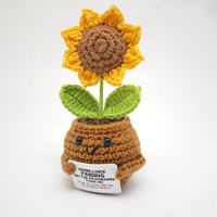 Jolie plante en pot au crochet en forme de tournesol, poupée tricotée à la main, ornement, accessoires de décoration d'intérieur et de bureau pour l'énergie positive
