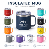 Tasse à café isotherme en acier inoxydable avec poignée, 12oz 14oz, personnalisable, double paroi, pour voyage, avec logo sur mesure, vente en gros