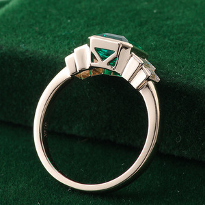 Güzel takı 14K katı altın 3ct zambiya <span class=keywords><strong>Lab</strong></span> zümrüt yüzük lüks <span class=keywords><strong>Lab</strong></span> yetiştirilen zümrüt alyans erkekler kadınlar için - Product Image 2