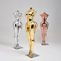 Mannequin en plastique pour femme, corps entier, BBL, corps galbé, grande taille, mannequin brillant en or rose, argent, électroplaqué, mannequin chromé
