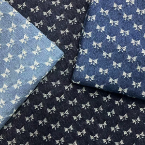 Áo khoác mùa thu đông chất liệu denim thủ công, có sẵn, vải denim jacquard thêu nơ của nhà sản xuất, vải denim đã qua xử lý, cổ đứng, bán buôn - Product Image 1