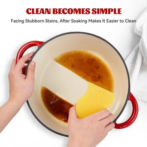 Horno holandés de hierro fundido esmaltado, Juego de <span class=keywords><strong>3</strong></span> piezas, seguro para horno y estufa, cacerola roja para acampar, juego de utensilios de cocina con revestimiento sin plomo - Product Image 3