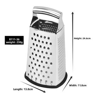 Râpe à fromage en acier inoxydable à 4 côtés de 9 pouces avec poignée incurvée pour râper grossièrement, finement, trancher, râper les <span class=keywords><strong>carottes</strong></span>, les pommes de terre, l'ail, outil de cuisine - Product Image 4