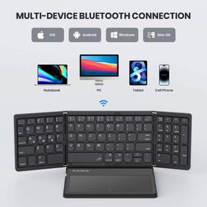 Compact Mini Folding Rechargeable Pocket <b>Bluetooth</b> Wireless Foldable <b>Keyboard</b> with Big Touchpad for Tablet Phone - Product Image 4