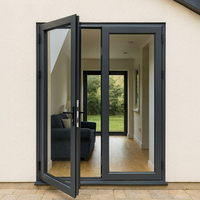 Portes d'entrée d'usine, portes extérieures pour maison, porte française en aluminium à double vitrage, porte à battants pour maison, villa, intérieur moderne