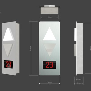 Luz indicadora de piso para ascensor, diseño minimalista de acero inoxidable para edificios de oficinas, 160 mm x 410 mm - Product Image 1