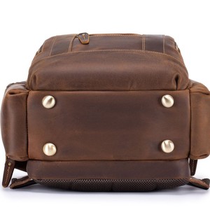 Crazy Horse Leather Men's <b>Backpack</b> Coffee <b>Brown</b> 20L Large Capacity Laptop Bag For Travel Work Commute - Product Image 5