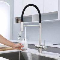 Robinet de cuisine moderne classique en acier inoxydable 304 avec douchette extractible chaud/froid, cartouche céramique, finition brossée, garantie 5 ans
