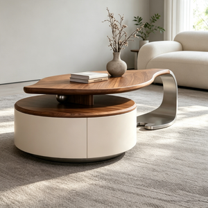 Table basse <span class=keywords><strong>Letao</strong></span> Tao en bois de noyer massif, durable, moderne, en forme de feuille, avec rangement, pour salon, bureau, design de luxe - Product Image 2