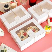 Boîtes à cupcakes rectangulaires personnalisées Yafeng avec fenêtre, en carton jetable, emballage alimentaire sûr pour boulangerie avec couvercle transparent