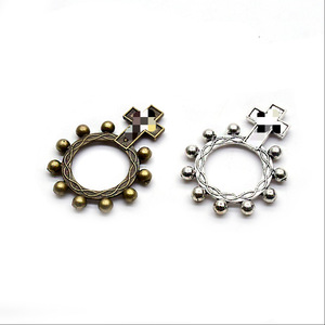 Vintage Cross <b>Beaded</b> Ring Zinc Alloy Charms Irregular Ancient Silver and Bronze Unisex Jewelry Accessories for DIY <b>Bracelet</b> - Product Image 1