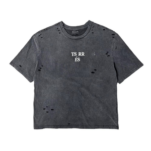 T-shirt Vintage <span class=keywords><strong>Personalizzata</strong></span> con <span class=keywords><strong>Stampa</strong></span> Effetto Strappato, Alta Qualità 100% Cotone, Lavaggio Acido Sbiadito, <span class=keywords><strong>Stampa</strong></span> Effetto Screpolato, T-shirt Boxy da Uomo - Product Image 1