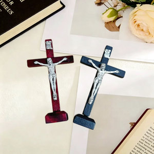 Cruz de Pared de Madera Hecha a Mano con Crucifijo de Jesús en Latón, Decoración Religiosa Cristiana, Decoración Moderna para el Hogar, Regalo de Oración - Product Image 6