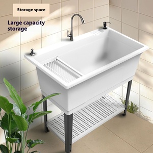 Nouvelle Version Améliorée Grande Capacité Bac de Lavage Domestique Moderne en Plastique Blanc/Noir Épais et Durable pour la Lessive Y - Product Image 4