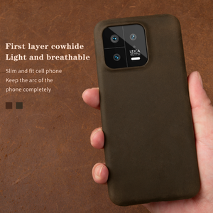 Pour Xiaomi 14 coque de <span class=keywords><strong>téléphone</strong></span> Vintage européen en <span class=keywords><strong>cuir</strong></span> véritable motif Crazy Horse coque de <span class=keywords><strong>téléphone</strong></span> pour Xiaomi série Anti Drop Case - Product Image 1