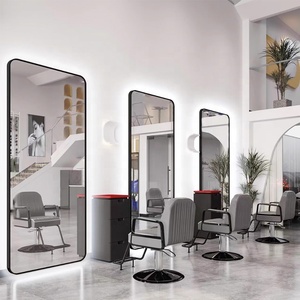 Espejo de Peluquería Redondo con Luces LED de Doble Cara, Estación de Belleza para Estilistas y Barberos con Mesa - Product Image 6