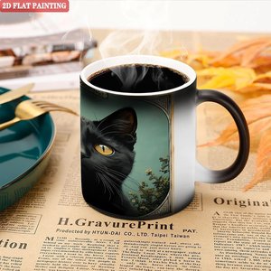 Magic Drinking <b>Cup</b> 11oz Frosted Black <b>Ceramic</b> Heat Sensitive Coffee Mug - Product Image 5