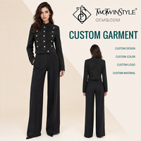 Veste Courte Militaire en Faux Daim pour Femme, Col Montant, Double Boutonnage, Boutons Décoratifs Métalliques, Manches Longues, Couleur Unie, Vente en Gros