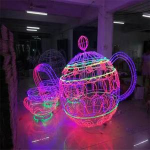 Décoration lumineuse de Noël en forme de théière, motif 3D LED pour extérieur, pour exposition - Product Image 1