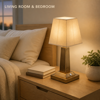 Lampe de table moderne sans fil en laiton avec abat-jour en tissu de lin, rechargeable, à commande tactile, à intensité variable, alimentée par batterie, pour mariage, restaurant, maison