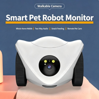 Wiederaufladbare Kabellose Haustierkamera, Bewegliche Indoor-Haustier-Roboterkamera mit Leckerli-Spender, Ferngesteuertes Interaktives Spielzeug für Hunde & Katzen