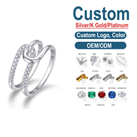 Bague en moissanite demi-pavée tendance, argent 925, design infini entrelacé
