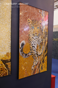 Mosaico de Pared Personalizado de Animales en Dorado, Diseño de Leopardo, Arte en Vidrio y Mármol, para Sala de Estar, Hotel, Villa, Apartamento, Marca Centurymosaic - Product Image 6