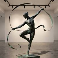 Sculpture personnalisée de gymnaste rythmique en bronze - Art de la danse dynamique, statue en bronze
