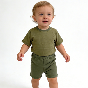 Set <span class=keywords><strong>di</strong></span> Abbigliamento Estivo per Bambino <span class=keywords><strong>in</strong></span> <span class=keywords><strong>Mussola</strong></span> 100% <span class=keywords><strong>Cotone</strong></span>, Maglietta a Maniche Corte e Pantaloncini, Due Pezzi - Product Image 3