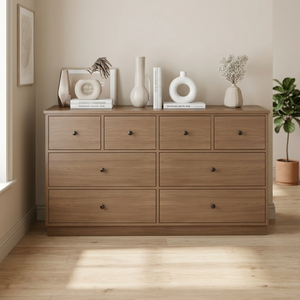 Modern Wooden Dresser With 8 Drawers Minimalist Design Solid Wood <b>Bedroom</b> Furniture Freestanding <b>Storage</b> <b>Cabinet</b> - Product Image 2